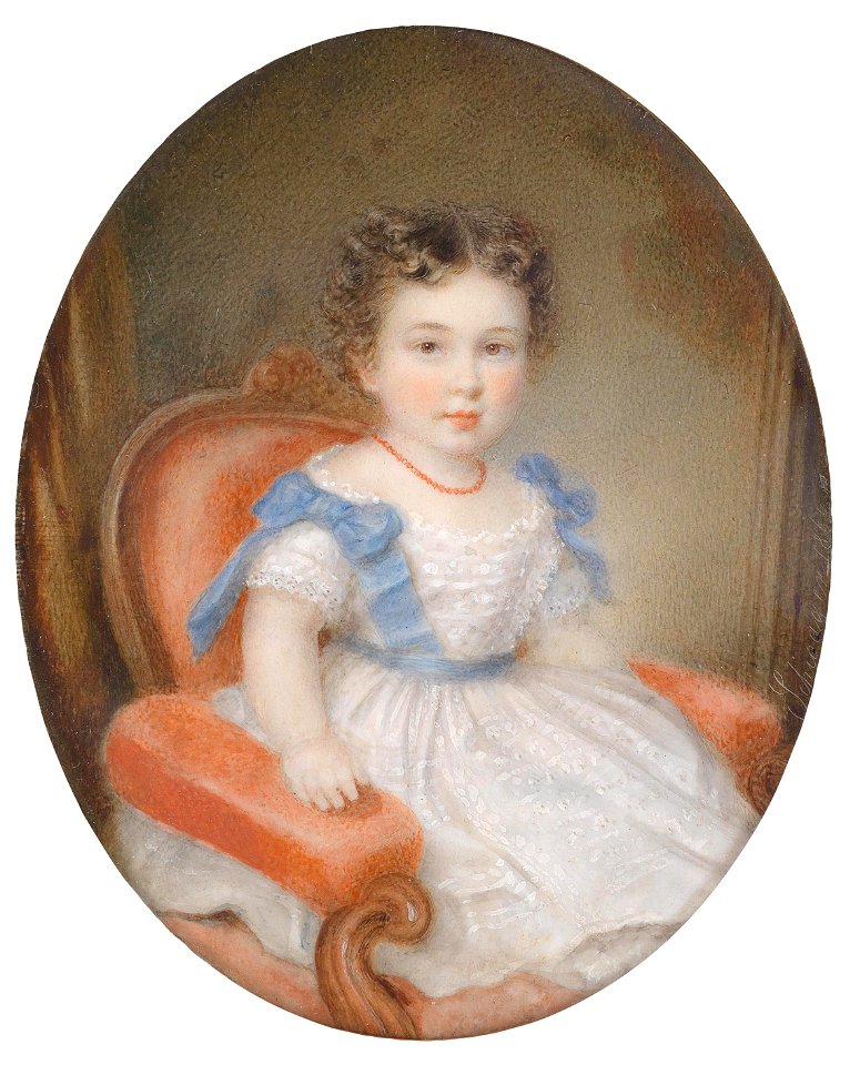 Johann Richard Schwager Bildnis eines Knaben mit roter Halskette 1864