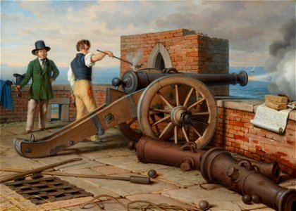 Johann Peter Krafft - Künstlerfreunde lösen einen Kanonenschuss auf der Festung Michele bei Ostia (Ferdinand Jagemann und Peter Krafft) - 6638 - Österreichische Galerie Belvedere
