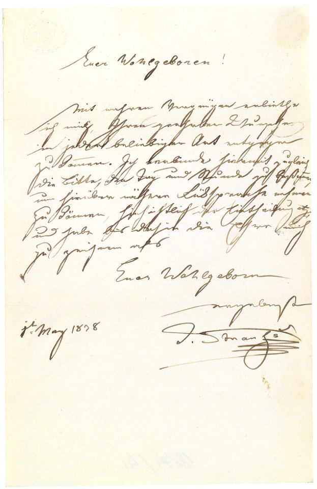 Johann Strauss Vater Brief an Ignaz Moscheles 1838-05-01