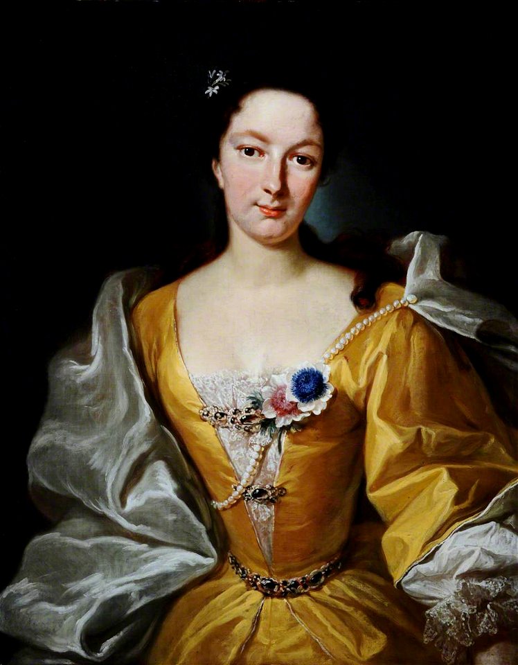 Johann Rudolf Huber (1668-1748) - Portrait of a Lady of the d'Hervart Family in a Yellow Dress, with Flowers in Her Corsage - 959516 - National Trust
