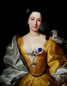 Johann Rudolf Huber (1668-1748) - Portrait of a Lady of the d'Hervart Family in a Yellow Dress, with Flowers in Her Corsage - 959516 - National Trust