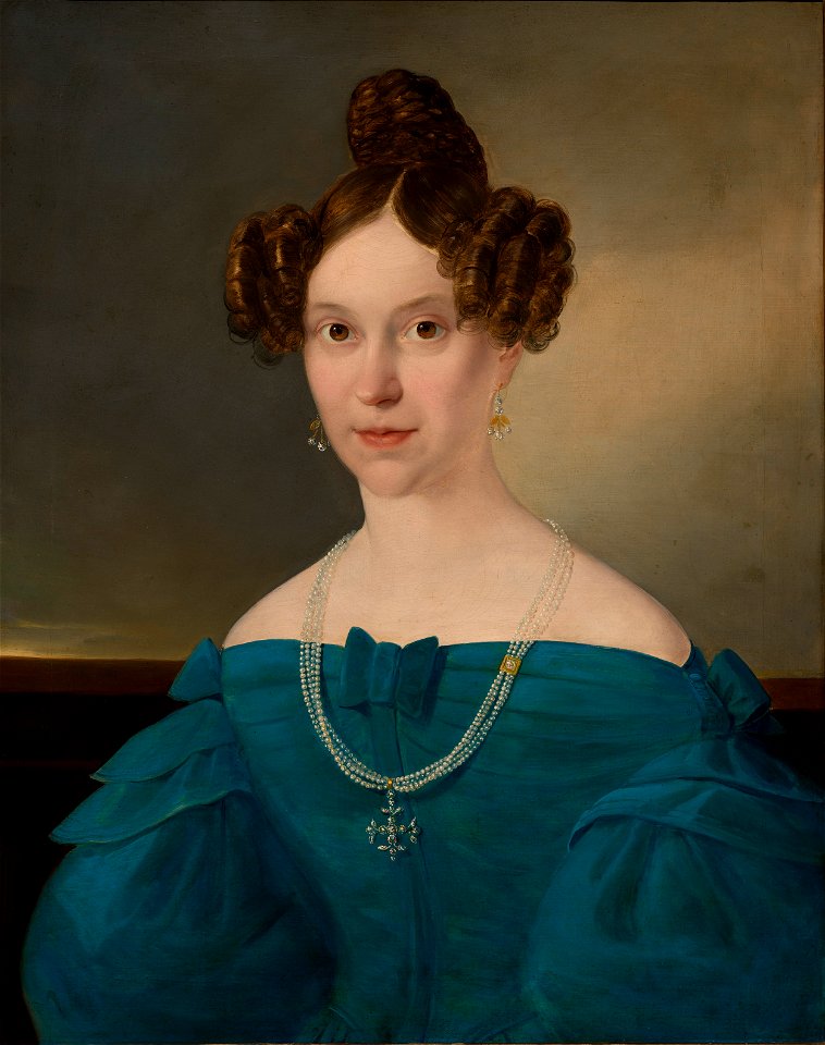 Johann Wachtl - Bildnis einer jungen Frau in blauem Kleid