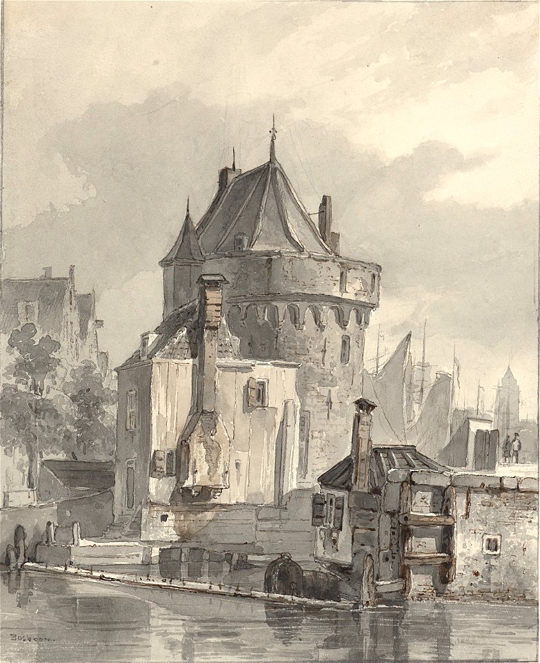 Johannes Bosboom - Gezicht op de Hoofdtoren te Hoorn