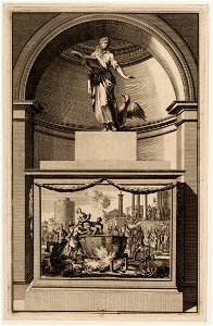 Johannes apostel en euangelist, te Romen in een ketel met ziedenden oly gezet, objectnr A 47762