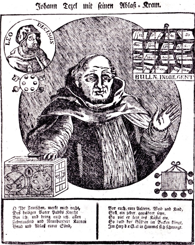 Johann Tezel mit seinen Ablass-Kram
