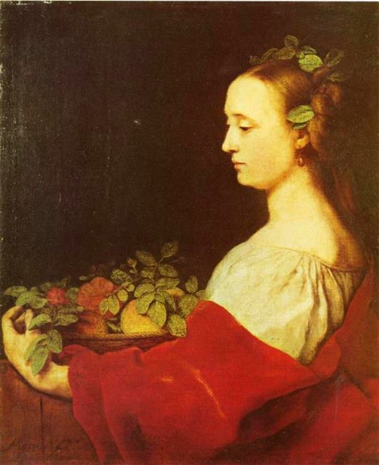 Johann Ulrich Mayr - Vrouw met een mand met fruit - 1942 - Städel Museum