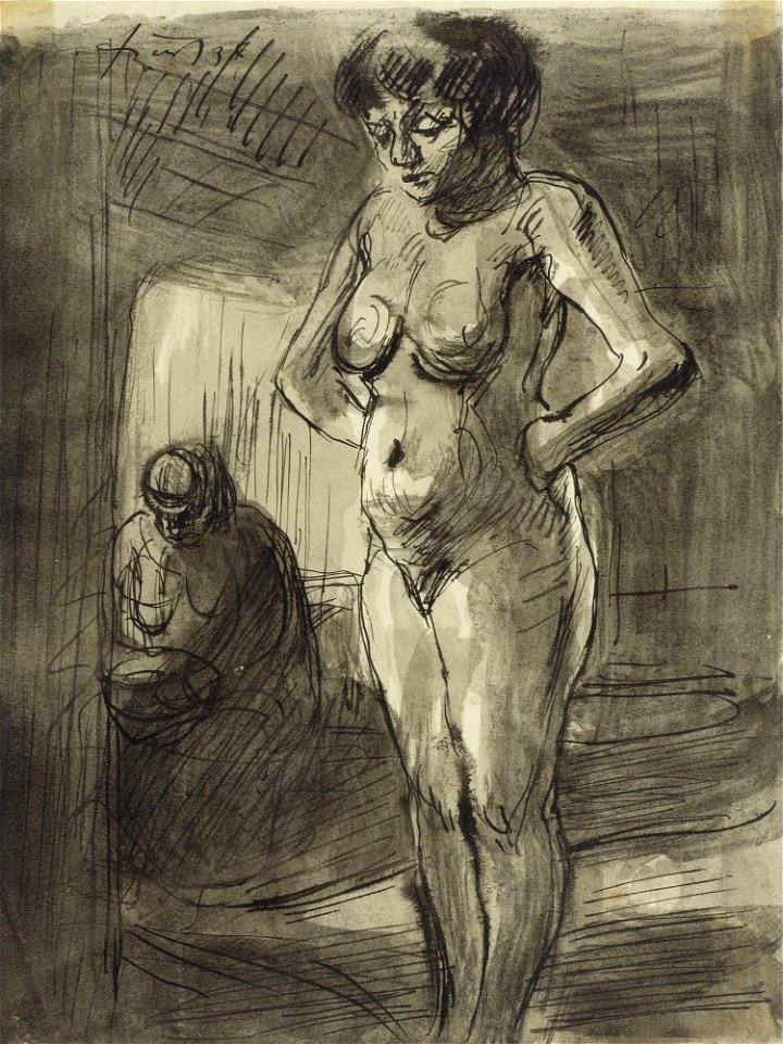 Johann Robert Schürch Stehender Frauenakt mit einer sitzenden Figur 1938