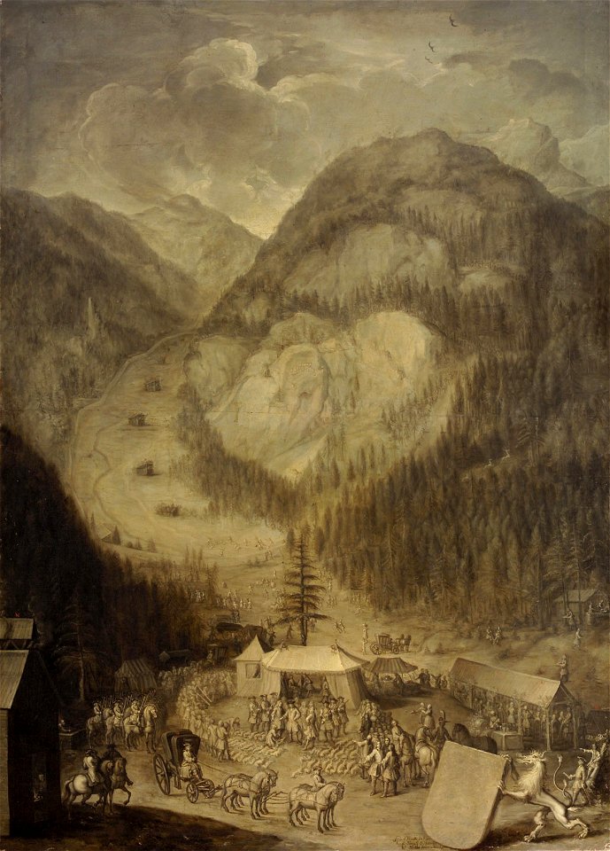 Johann Veit Hauck - Kaiser Karl VI. (1685-1740) besichtigt die Gemsstrecke in Eisenerz - GG 2920 - Kunsthistorisches Museum