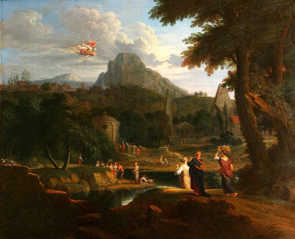 Johannes Glauber (1646-1727) (attributed to) - A Classical Landscape with Mercury Spying Herse and Aglauros - 1151329 - National Trust
