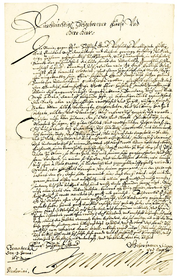Johann von Werth Brief 1652