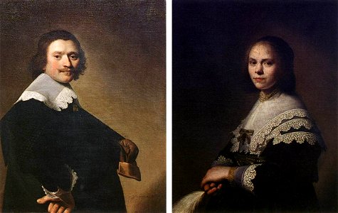 Johannes Cornelisz. Verspronck - Portrait of a Man and Portrait of a Woman - WGA25031. Free illustration for personal and commercial use.