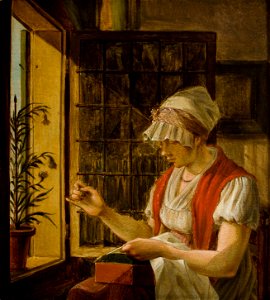 Johannes Jelgerhuis - Vrouw met naaiwerk - BR2852 - Rijksmuseum Twenthe