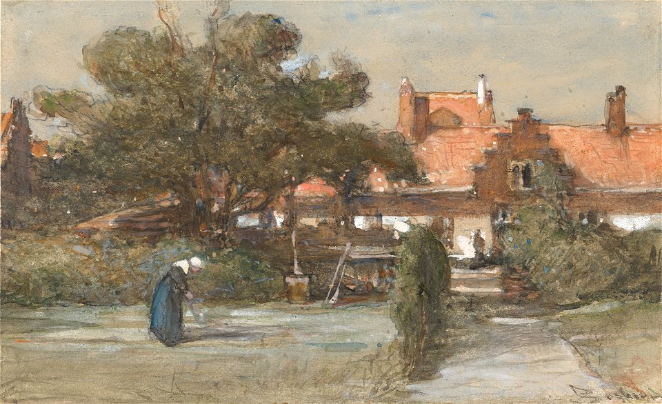 Johannes Bosboom - Binnenplaats van het Heilige Geesthofje aan de Palviljoensgracht in Den Haag