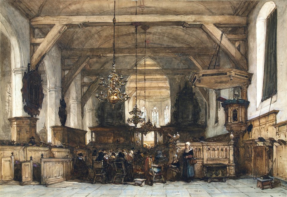 Johannes Bosboom - Interieur van de kerk te Maasland2