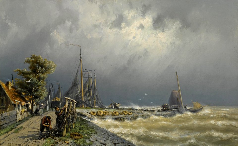 Johannes Hermanus Barend Koekkoek - Entering Volendam harbour
