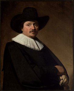 Johannes Conerlisz Verspronck - Portrait of a Man in Black 1643. Free illustration for personal and commercial use.