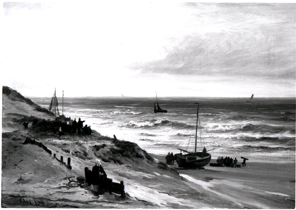 Johannes Adrianus van der Drift - Het strand bij Scheveningen bij regenachtig weer - SA 1693 - Amsterdam Museum