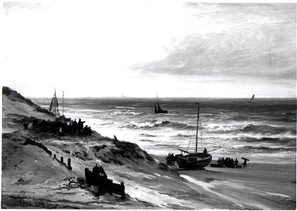 Johannes Adrianus van der Drift - Het strand bij Scheveningen bij regenachtig weer - SA 1693 - Amsterdam Museum