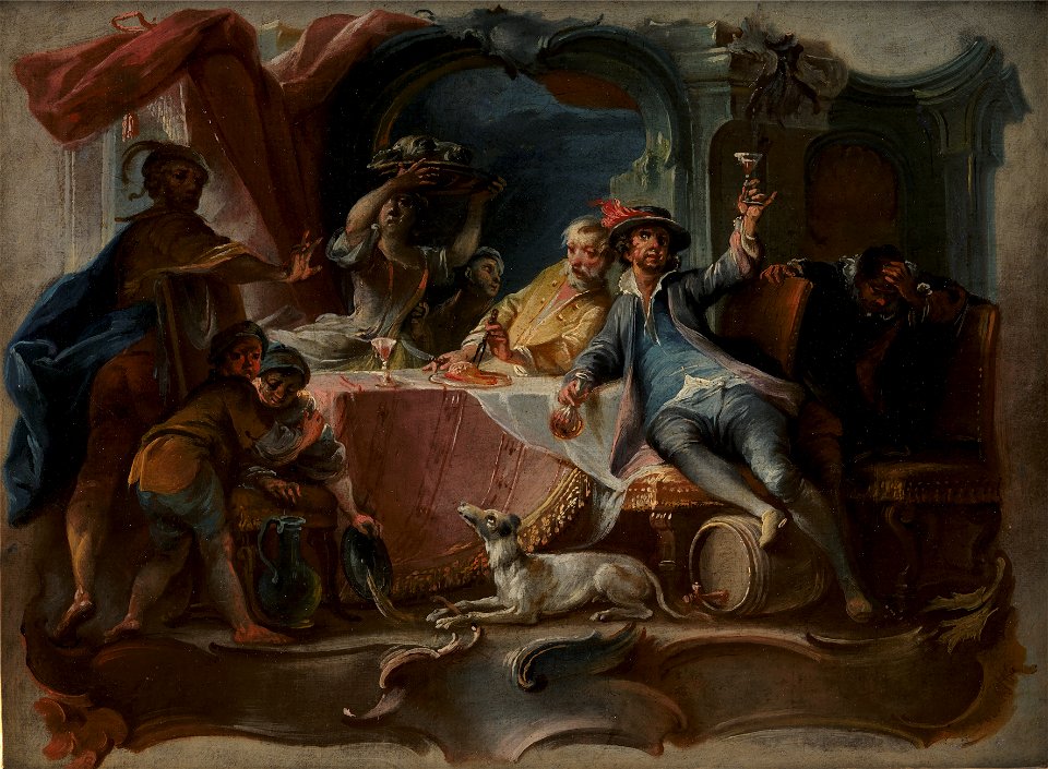 Johann Wolfgang Baumgartner - The Prodigal Son Wasting his Inheritance - KMS6468 - Statens Museum for Kunst