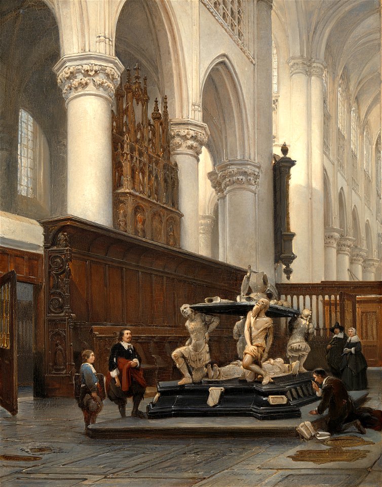 Johannes Bosboom - Het koor van de Onze Lieve Vrouwekerk te Breda met het grafmonument van Engelbert II van Nassau