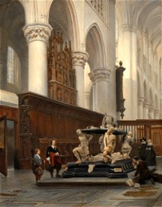 Johannes Bosboom - Het koor van de Onze Lieve Vrouwekerk te Breda met het grafmonument van Engelbert II van Nassau