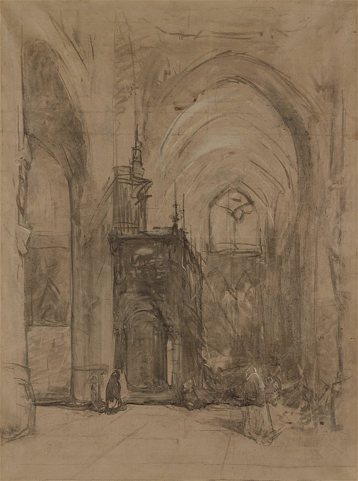 Johannes Bosboom - Gezicht op het oxaal van de St Janskerk te 's-Hertogenbosch