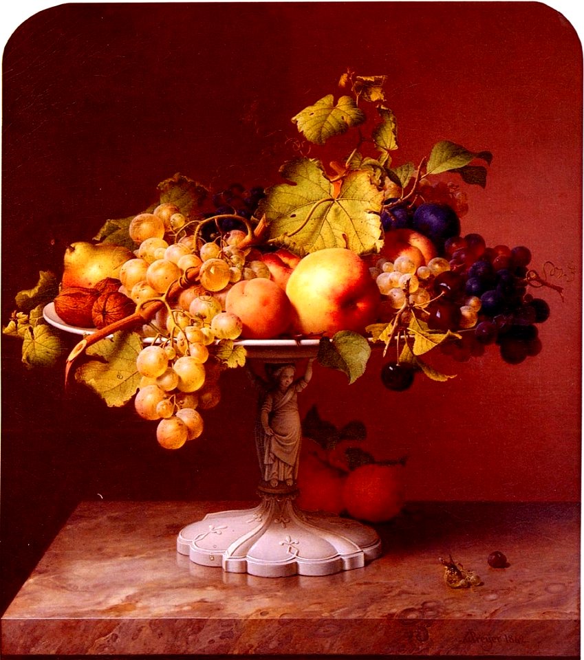 Johann Wilhelm Preyer - Früchtestilleben mit gestielter Schale