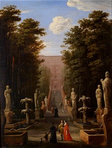 Johann Wilhelm Baur Gesellschaft in den Gärten der Villa d'Este