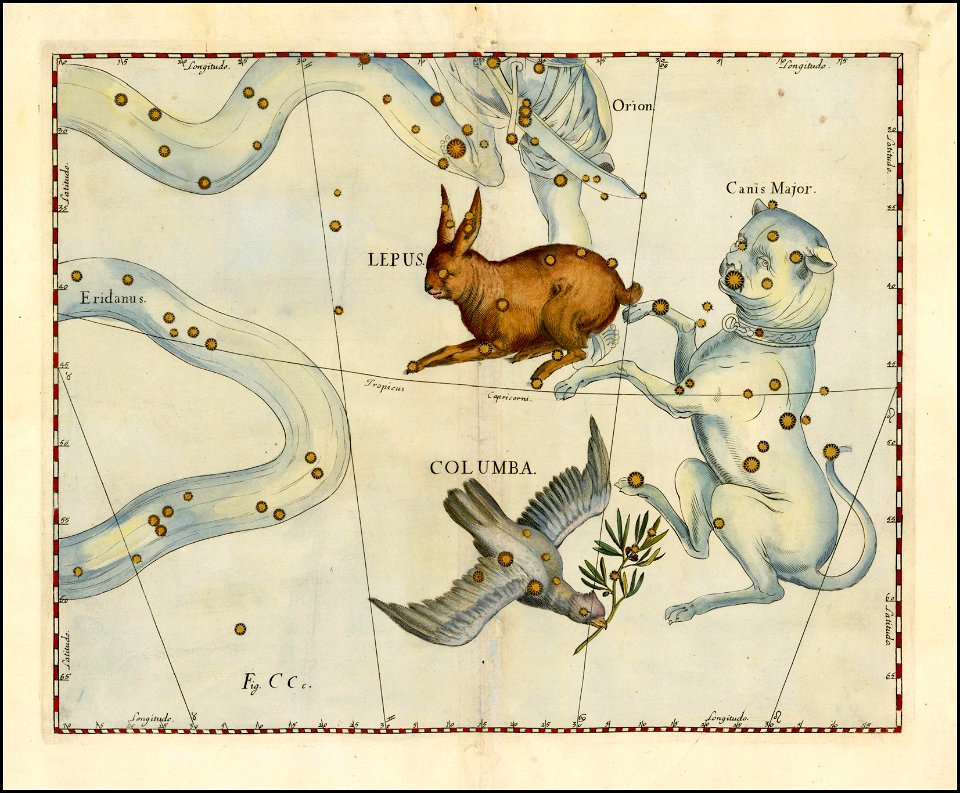 Johannes Hevelius - Lepus, Columba & Canis Major