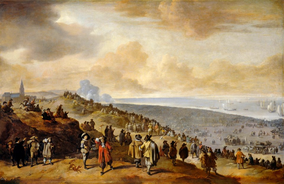 Johannes Lingelbach (Frankfurt 1622-Amsterdam 1674) - The Embarkation of Charles II at Scheveningen - RCIN 404975 - Royal Collection