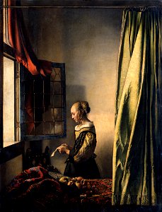 Johannes Vermeer - Girl Reading a Letter by an Open Window - Google Art Project. Free illustration for personal and commercial use.