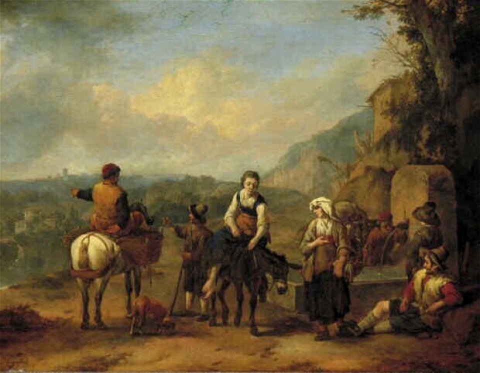Johannes Lingelbach - Landvolk bij een bron - 1459 (OK) - Museum Boijmans Van Beuningen