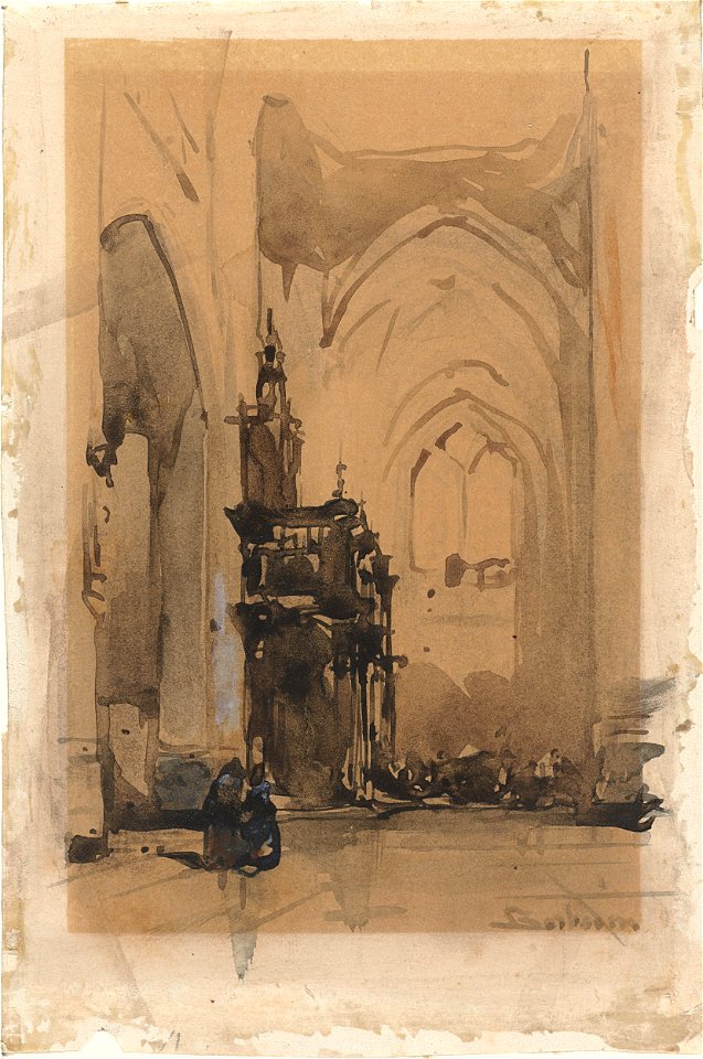 Johannes Bosboom - Gezicht op het oxaal van de Sint-Janskathedraal te 's-Hertogenbosch
