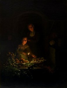 Johannes Rosierse - Amsterdam Market by Candlelight - 1918.126.1 - Reading Public Museum
