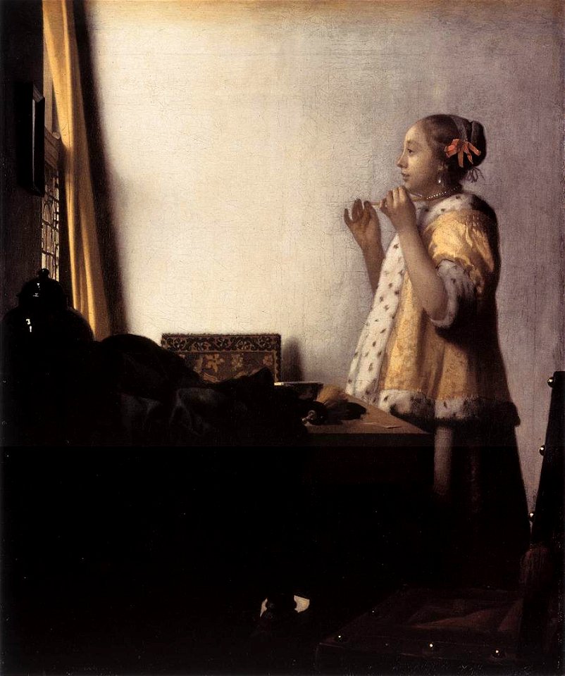 Johannes Vermeer - Woman with a Pearl Necklace - WGA24659