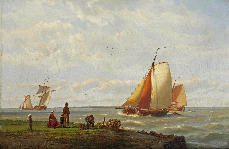 Johannes Hermanus Barend Koekkoek - Watching The Ships Go By (1868 ...