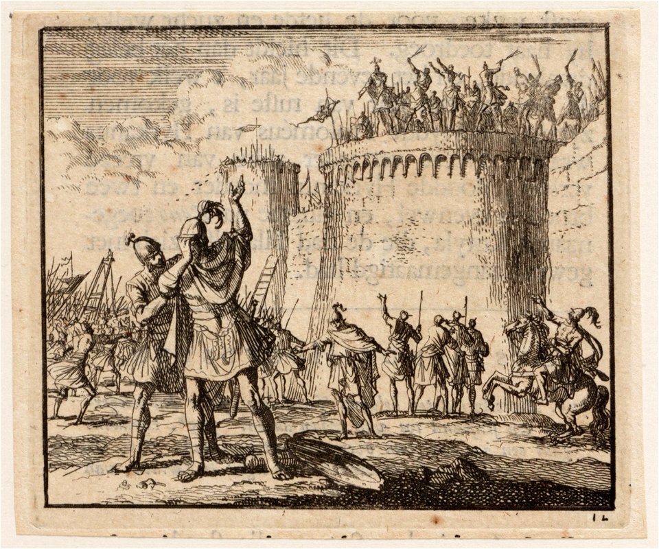 Johannes Hyrcanus bedekt zijn gelaat tijdens de belegering van Dagon, objectnr A 47857
