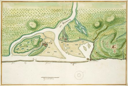 Johannes Vingboons - Plattegrond van fort Gijseling aan monding van de rivier Pousioucq (1665)