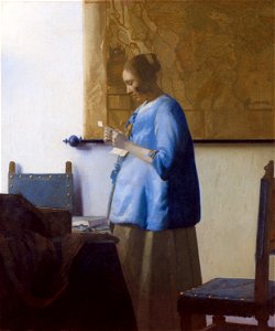 Johannes Vermeer - Woman in Blue Reading a Letter - WGA24657. Free illustration for personal and commercial use.
