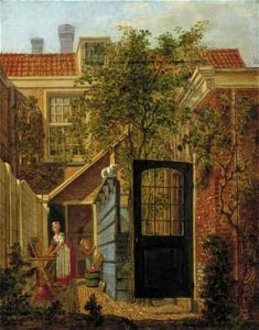 Johannes Jelgerhuis - Binnenplaats met een vrouw en een kind - 2190 (OK) - Museum Boijmans Van Beuningen
