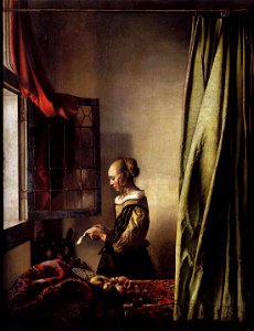 Johannes Vermeer - Girl Reading a Letter at an Open Window - WGA24614. Free illustration for personal and commercial use.