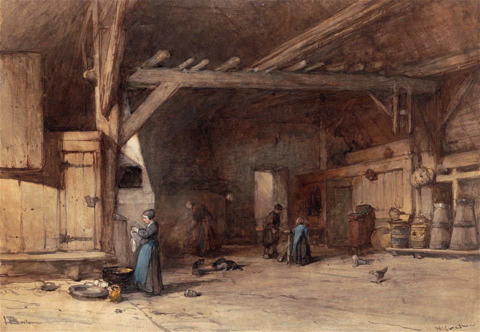 Johannes Bosboom - Interieur van een boerendeel bij Hilversum