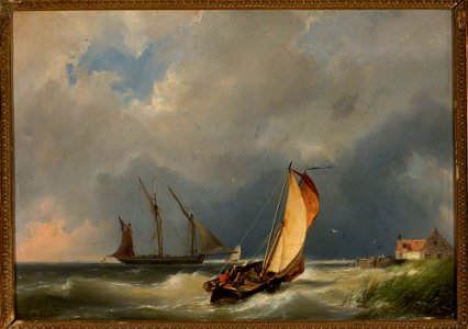 Johannes Hermanus Barend Koekkoek - Sail boats on the sea - M.Ob.1337 MNW - National Museum in Warsaw. Free illustration for personal and commercial use.