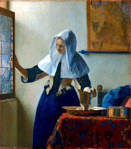 Johannes Vermeer (Dutch, Delft 1632–1675 Delft) - Young Woman with a Water Pitcher - Google Art Project. Free illustration for personal and commercial use.
