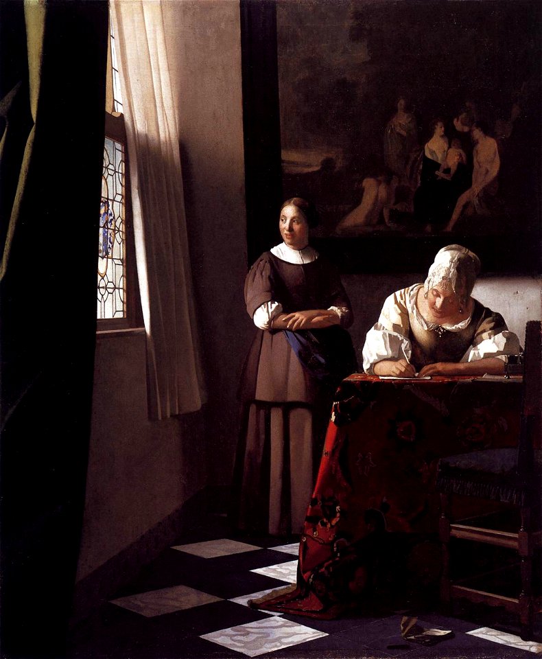 Johannes Vermeer Lady Writing A Letter With Her Maid WGA24696   Johannes Vermeer Lady Writing A Letter With Her Maid Wga24696 Illustration Md 