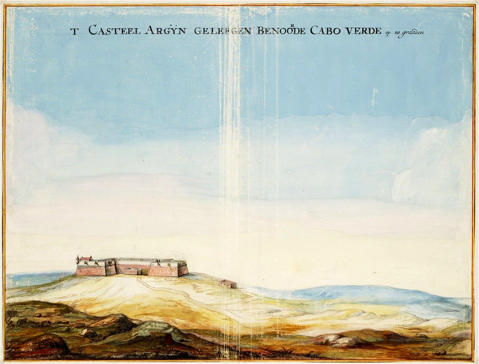 Johannes Vingboons - 't casteel Argijn geleegen benoorde Cabo Verde op 20 graden