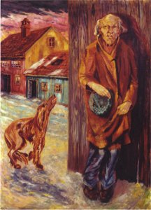 Johannessen - Bettler und Hund - 1920. Free illustration for personal and commercial use.