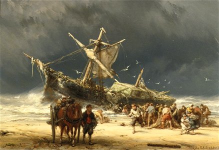 Johannes Hermanus Barend Koekkoek - After the storm, near the coast of Texel