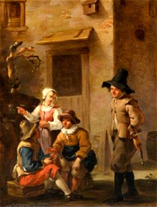 Johannes von der Bent Gespräch im Hof eines italienischen Hauses