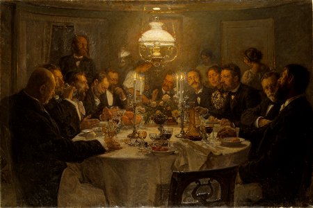 An Artist's Gathering (Viggo Johansen) - Nationalmuseum - 18608. Free illustration for personal and commercial use.